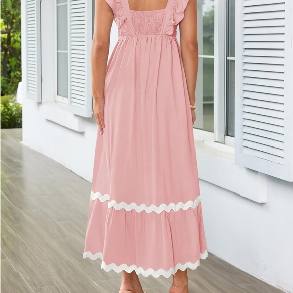 ZESICA SPAGHETTI STRAPS SLEEVELESS BACKLESS SMOCKED LACE MIDI DRESS NWT - Picture 2 of 6